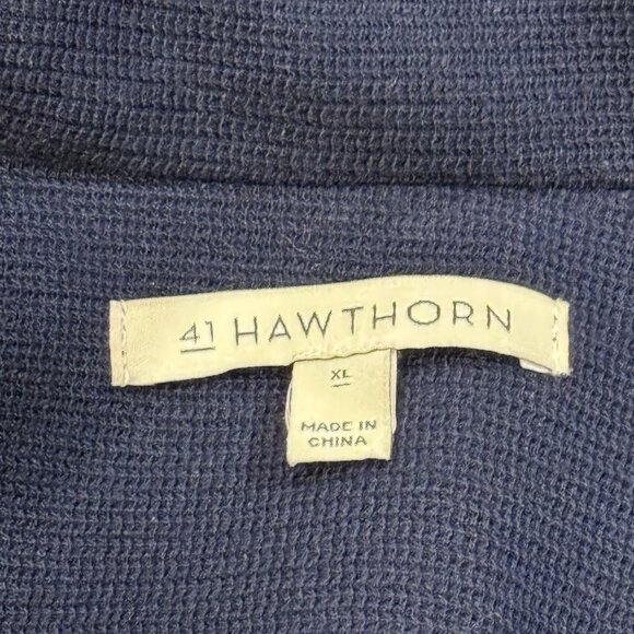 41 Hawthorn Navy Blue Knit One Button Blazer Jacket Elbow Patches Women size XL - Picture 4 of 13